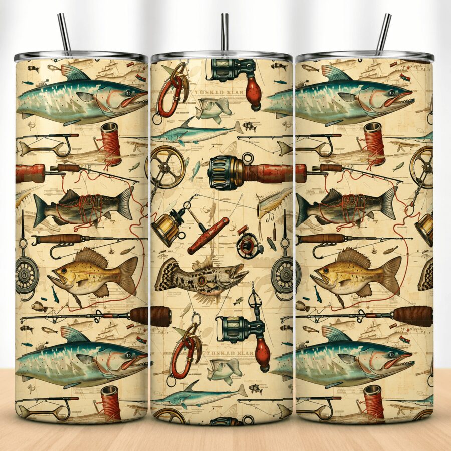 Fishing themed tumbler wrap