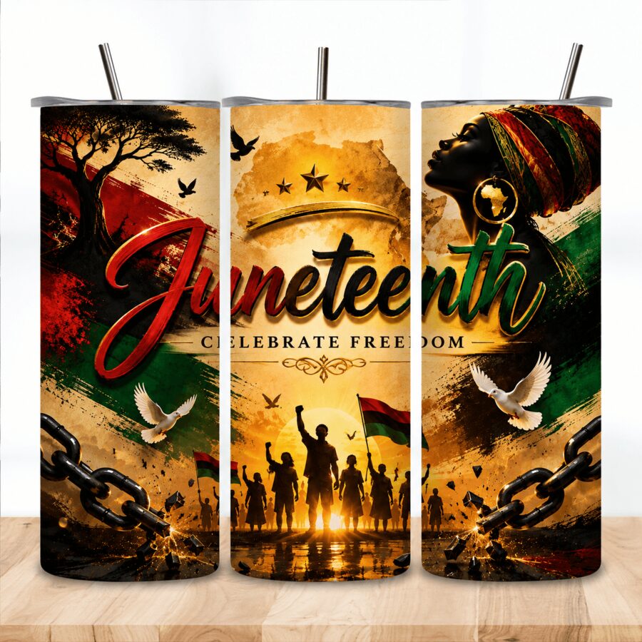 Juneteenth celebrate freedom tumbler wrap