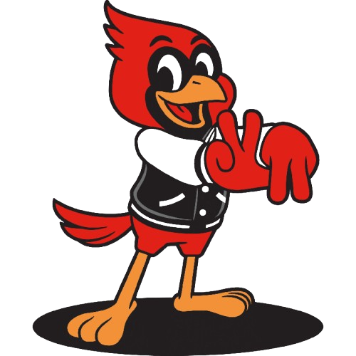 Rudi Red, the DTF Virginia cardinal mascot