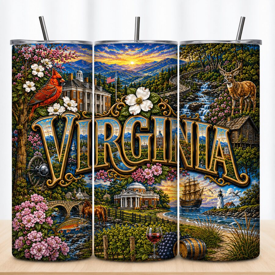 Virginia-themed sublimation tumbler